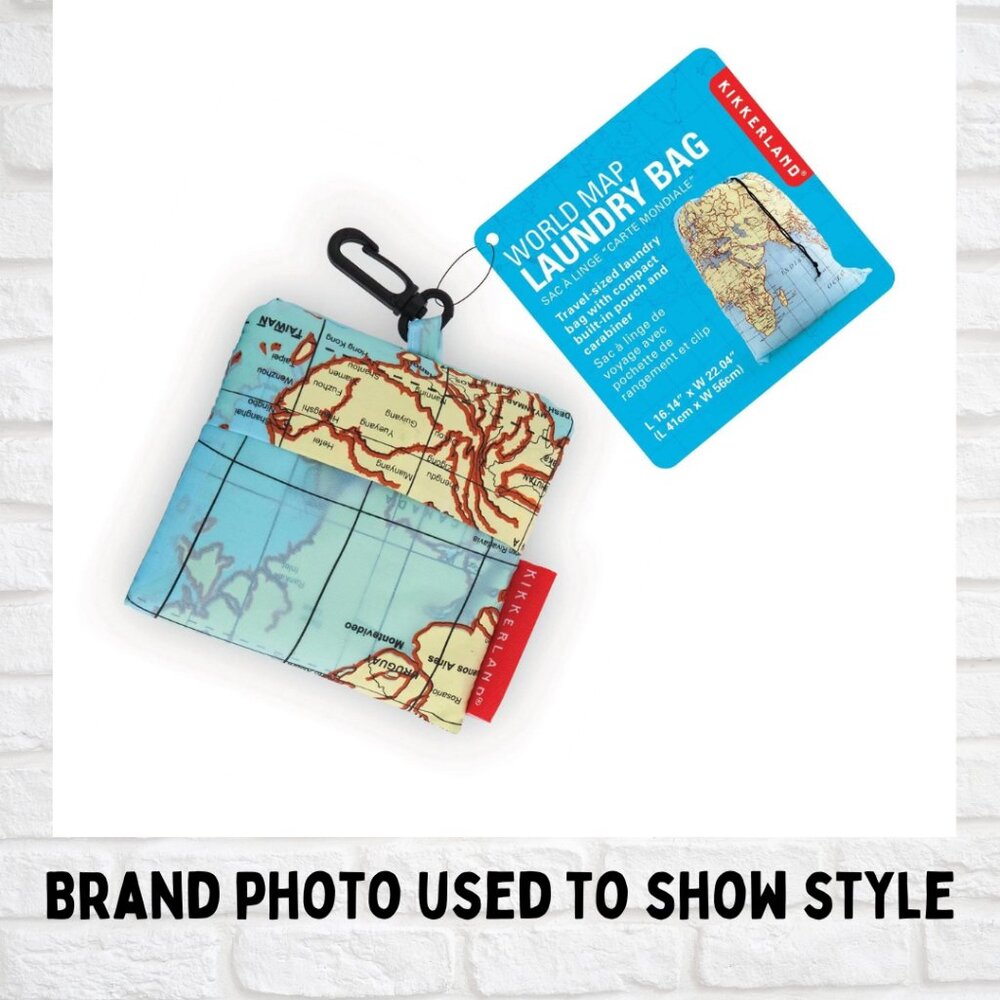 World Map Travel Laundry Bag – Compact, Lightweight - New With Tags - Never Used